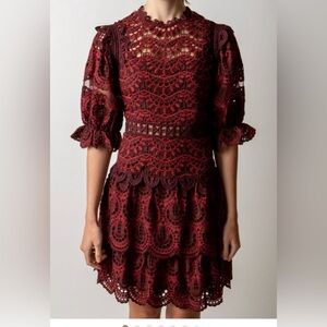 SEA New York Burgundy Rosalie Lace Dress